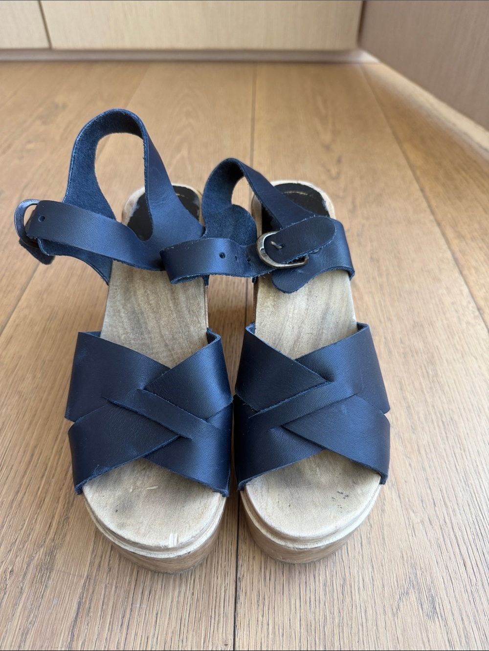 No. 6 Black Crisscross Platform Sandals